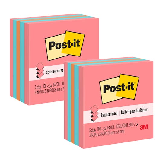 Post-it® 3" x 3" Neon Pop-up Note Pads, 2 Packs of 5